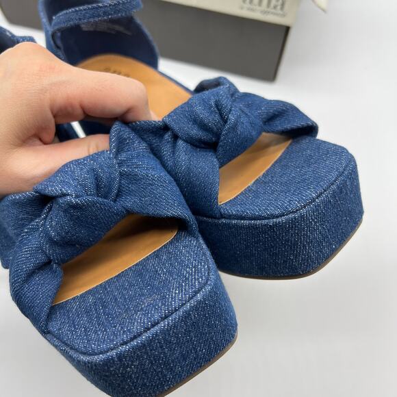 a.n.a Womens Holland Heeled Sandals Denim Platform Size 6M - Picture 6 of 12
